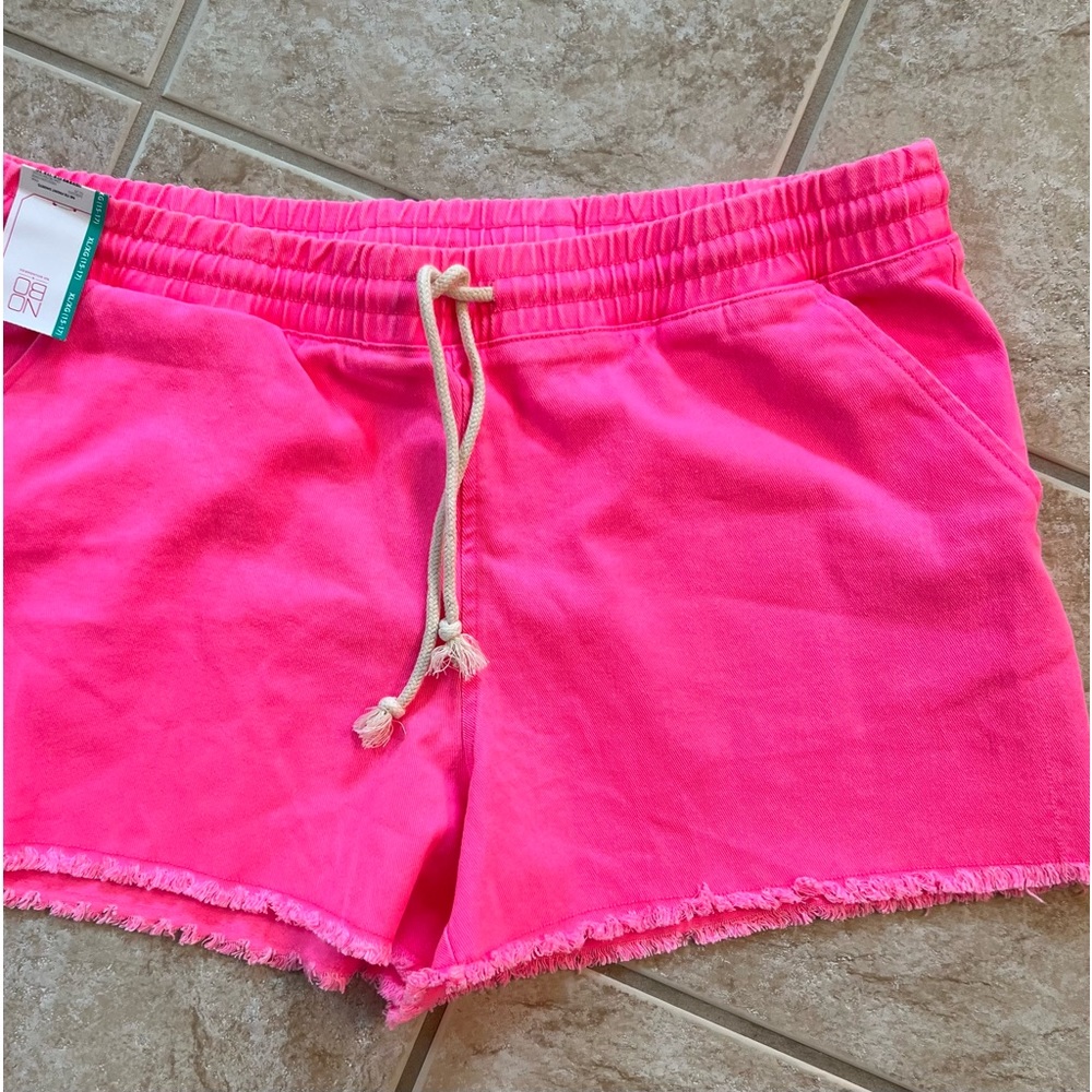 Brand new Hot neon pink drawstring denim shorts
